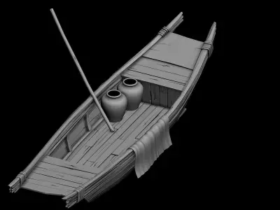 Game Traffic - Small wooden boat 08 3D model