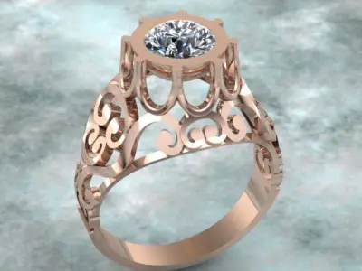 Georgian Style Vintage Diamond Ring 3D print model