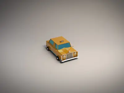 Low-Poly Cartoon Taxi Cab Low-poly 3D model
