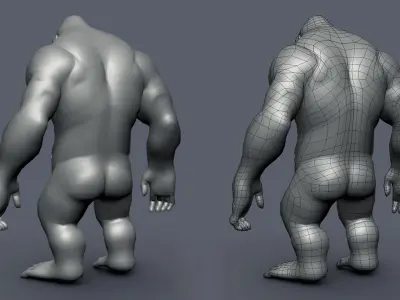 Kong I Gorilla BaseMesh Low-poly 3D model