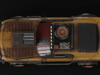 Rusty car-Game asset Low-poly 3D model