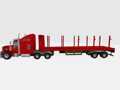 bigTruck semi truck Low-poly 3D model
