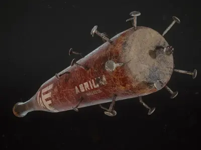 Nails Baseball Bat Low-poly 3D model