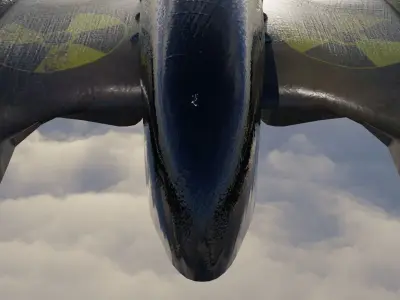 Spaceship 3D model Low poly futuristic flying in sky Low-poly 3D model