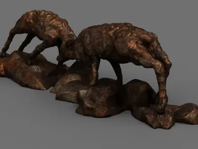 Statue of sheep Low-poly 3D model