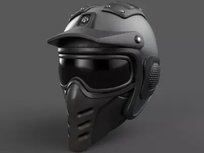 Helmet scifi military combat 3d model low poly human Gas mask  Low-poly 3D model