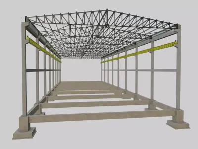 Steel Structure - Warehouse - Type-1 3D model