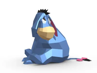 donkey low poly disney winnie pooh 3D print model