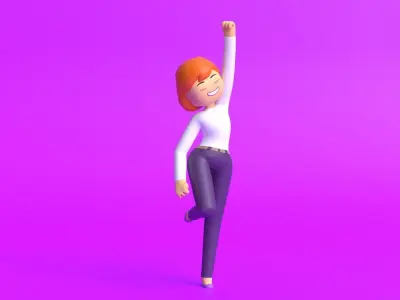 Minimal Girl Cartoon Character 3D model
