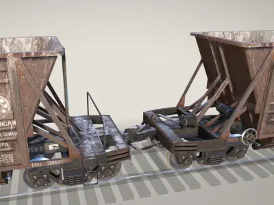 Railway Hopper Car vr2 Low-poly 3D model