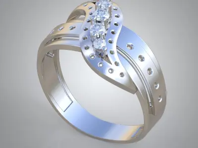 Diamond ring 0357 3D printable model Free 3D print model