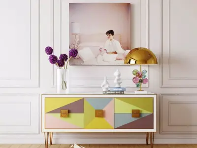 Credenza with decor set 3D model