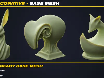 15 Decorative Base Mesh - VOL 13 - Game Ready Low-poly 3D model