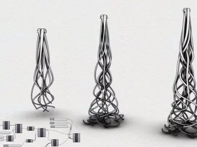 Parametric Tower Design in Grasshopper Rhino 3d model 3D model