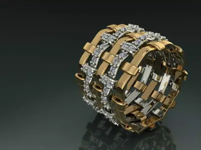 Ring Abstrakt with stones Printing Model Free 3D print model 3D print model