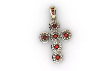 dijes- Colgante cruz redonda -v- 3D print model