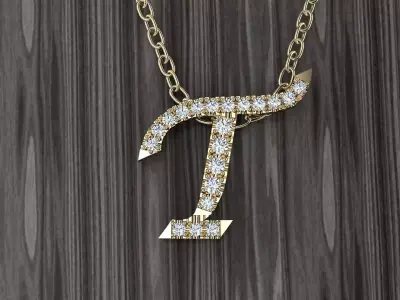 Jewelry Alphabet Pendant T 3D print model
