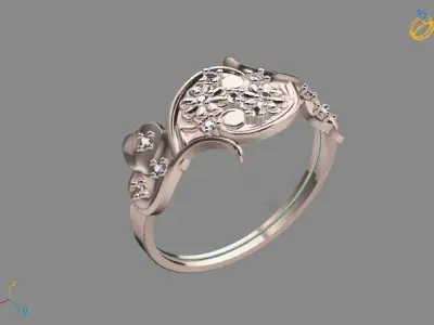Womens Diamond Signet Ring Women Rings 3dmodels 3D print model 3D print model 41