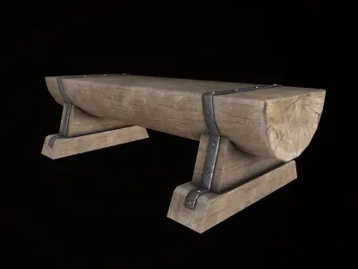 Wooden Bench  Low-poly 3D model