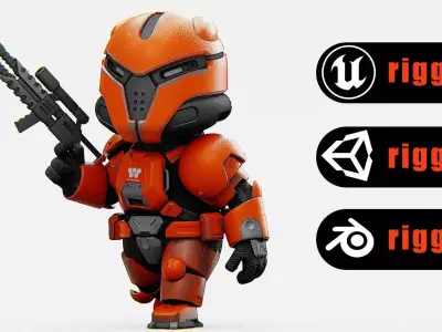 TOON TROOPER X-200 Rigged for Unreal Engine - Unity - MIXAMO 3D model
