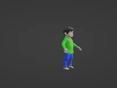 Cartoon Boy 3D Character Model In Casual Outfit Low-poly 3D model