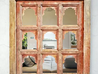 Antique Jodhpur Temple Shelf Mirror 3D model