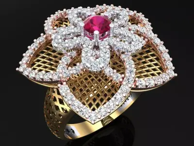  Mesh flower ring - Italian rings - Womens Rings - N6798 3D print model