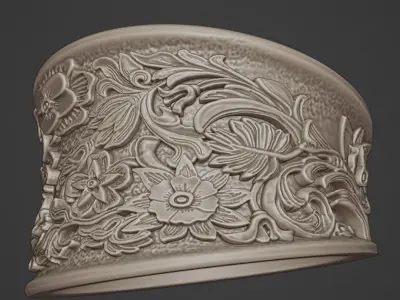 acanthus flowers ring - baroque 3D print model