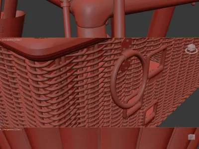 Parachute hot air balloon and wooden box 3D model