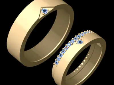 Wedding Ring Set 3D print model