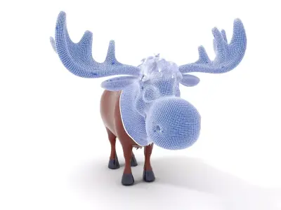 Charming Moose Cartoon model pack Low-poly 3D model