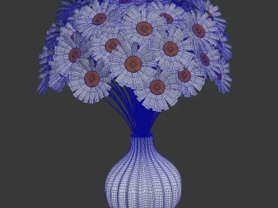 Chamomile in vase 3D model