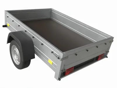 Single axle car trailer 3D model