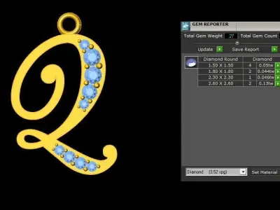Alphabet V1 Font Style Pendant Q 3D print model