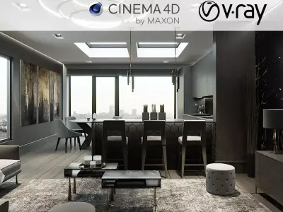 VRay - C4D Scene files - LONDON LUXURY APARTMENT Interior 3D model