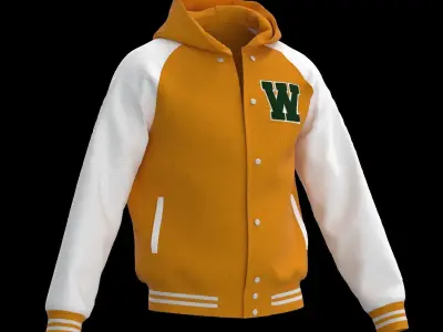 Male raglan varsity jacket 3D model