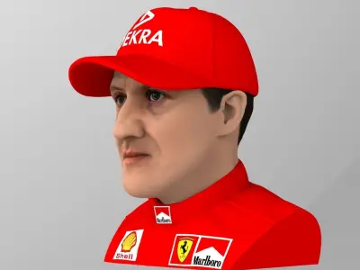 Michael Schumacher bust ready for full color 3D printing 3D print model
