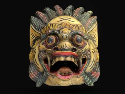 Indonesian ritual mask Low-poly 3D model