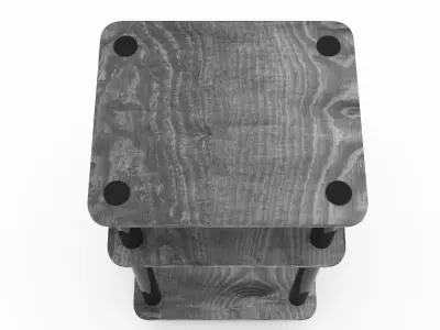 FURINNO Just 3-Tier End Table 1-Pack  French Oak Black Free low-poly 3D model