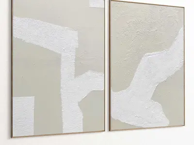 Plaster Two Photo Frame 347 Low-poly 3D model