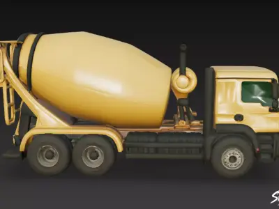 Concrete Mixer Truck Low-poly 3D model