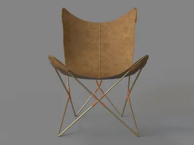 Belgrano Tan Suede Butterfly Chair 3D model