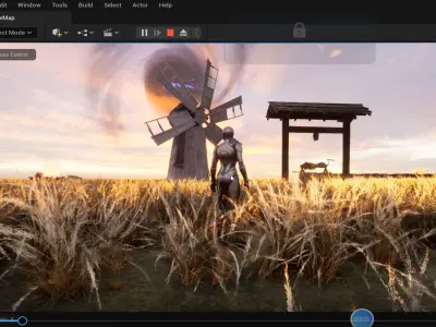 Blackhole and VFX scene and windmill animation Low-poly 3D model