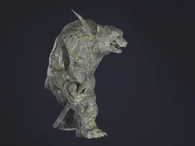 Warrior Bear Statue Low-poly 3D model