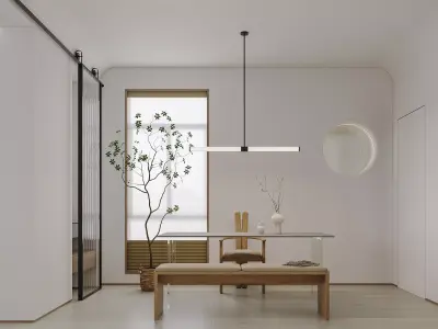 Modern living room dining room interior scenes 412 3D model