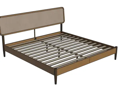Lupin King Wooden Bed Frame Low-poly 3D model