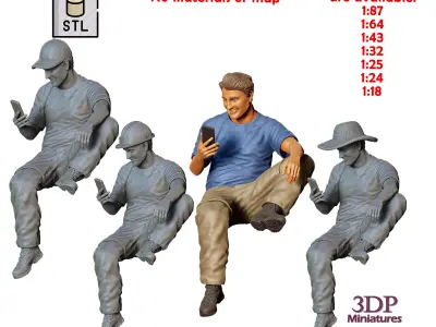 N2 man sitting on the back of pickup truck 3D print model