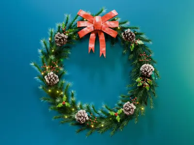 Christmas Garland 3D Green - Realistic PBR Model 4K Atlas 73cm 3D model