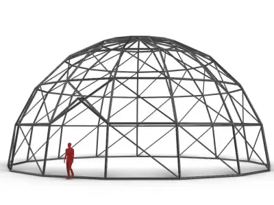 Dome wire-frame structure with Diagonal reinforcement and entry 3D model