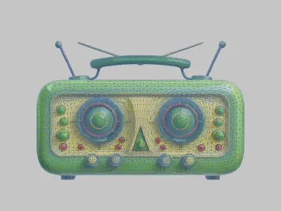 Vintage stylized radio electronics Low-poly 3D model